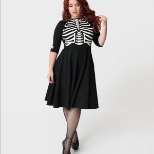 NWT 2X Unique Vintage Skeleton Swing Dress